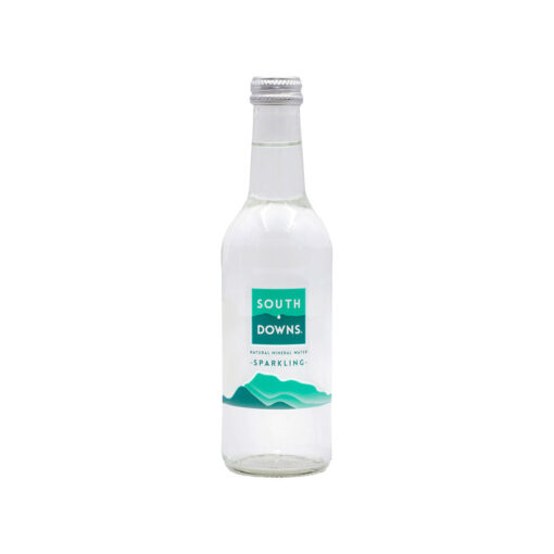 Buy South Downs 330ml sparkling natural mineral water glass bottles online for delivery to homes, offices, restaurants & hotels by Aqua Amore delivery vans